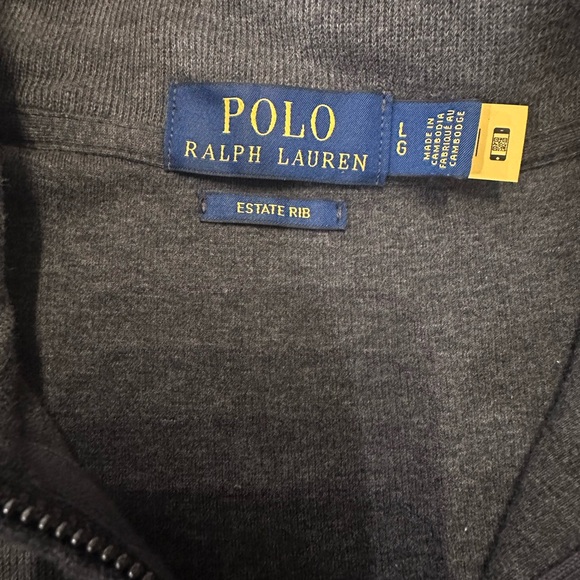 Polo Ralph Lauren Quarter Zip Grey Pullover Size Large Estate Rib - Picture 2 of 3